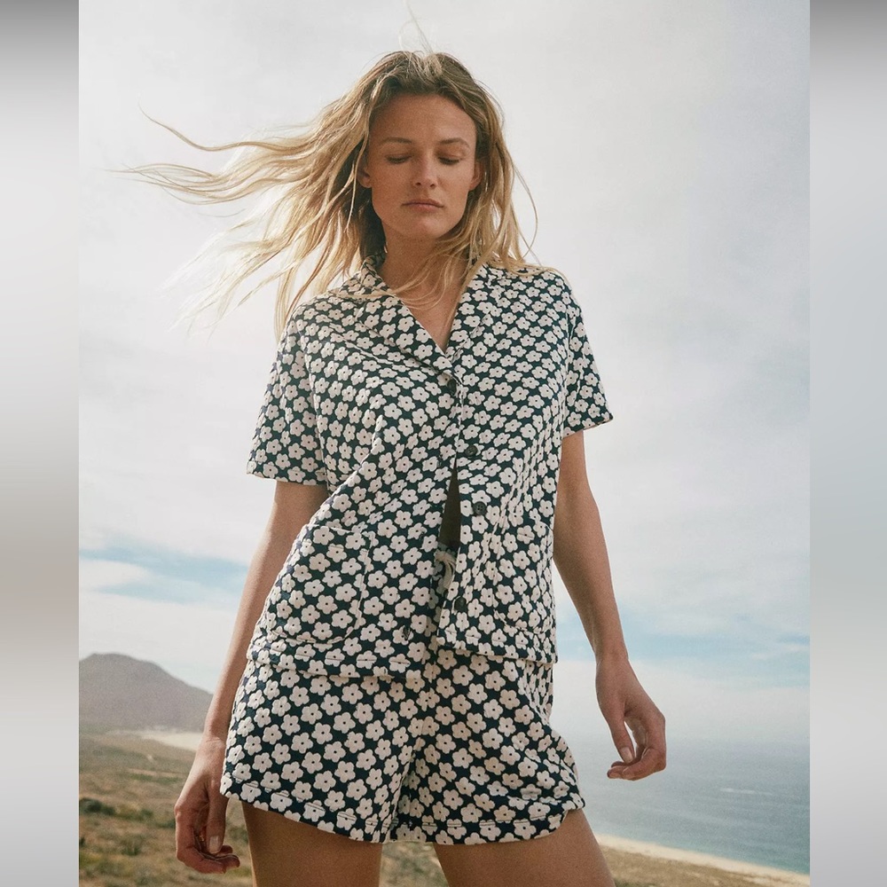Madewell Floral Check Jacquard Knit Camp Shirt